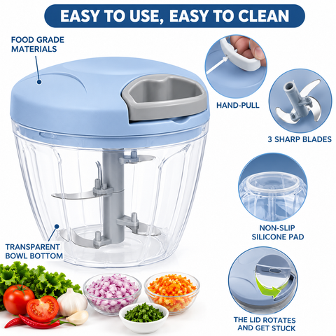 Manual Vegetable Chopper | 500ML (3 Blade) & 900ML (5 Blade) | Food Chopper | Onion Garlic Cutter | Kitchen Vegetable Cutter