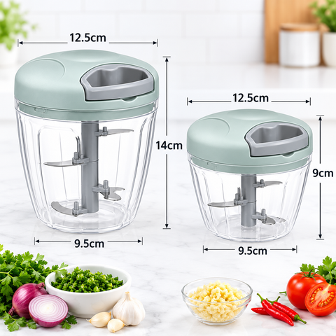 Manual Vegetable Chopper | 500ML (3 Blade) & 900ML (5 Blade) | Food Chopper | Onion Garlic Cutter | Kitchen Vegetable Cutter